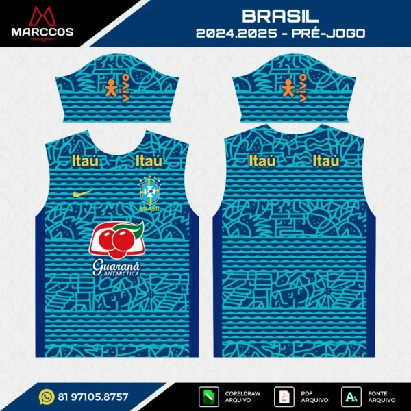 Arte Vetor Camisa Brasil Pré-Jogo 2024.2025 Arte Vetor Camisa Brasil Pré-Jogo 2024.2025