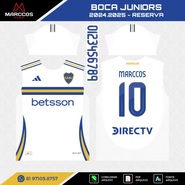 Arte Vetor Camisa Boca Juniors 2024.2025 Arte Vetor Camisa Boca Juniors 2024.2025