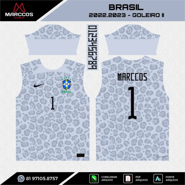 Arte Vetor Camisa Brasil Goleiro II 2022.2023 Arte Vetor Camisa Brasil Goleiro II 2022.2023