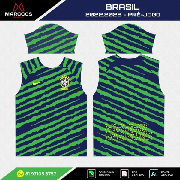 Arte Vetor Camisa Brasil Pré-Jogo 2022.2023 Arte Vetor Camisa Brasil Pré-Jogo 2022.2023