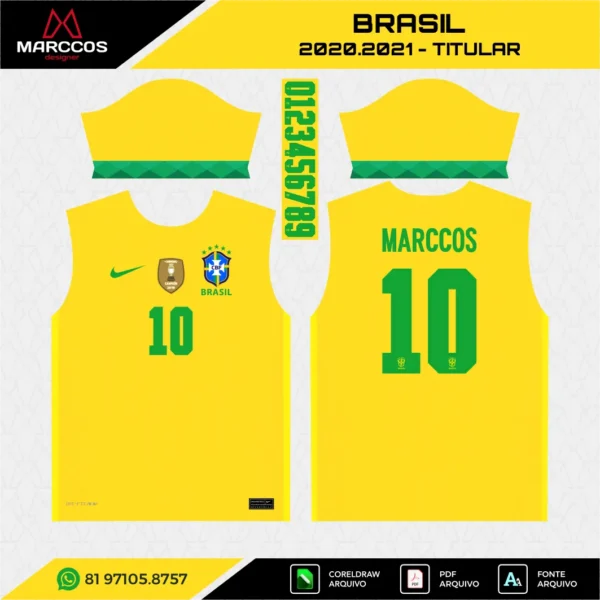 Arte Vetor Camisa Brasil Titular 2020.2021 Arte Vetor Camisa Brasil Titular 2020.2021