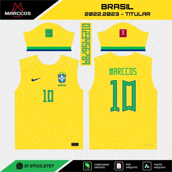 Arte Vetor Camisa Brasil Titular 2022.2023 Arte Vetor Camisa Brasil Titular 2022.2023
