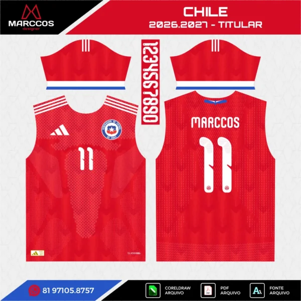 Arte Vetor Camisa Chile Titular 2026.2027 Arte Vetor Camisa Chile Titular 2026.2027