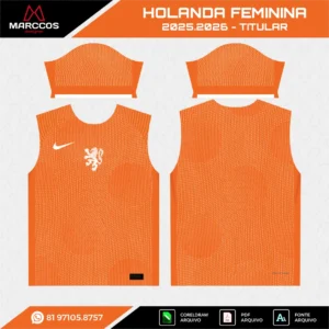 Arte Vetor Camisa Holanda Feminina Titular 2025.2026 Arte Vetor Camisa Holanda Feminina Titular 2025.2026
