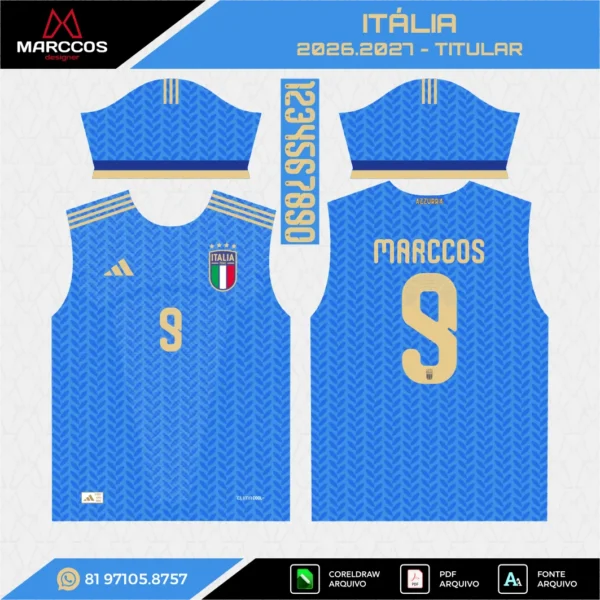 Arte Vetor Camisa Itália Titular 2026.2027 Arte Vetor Camisa Itália Titular 2026.2027