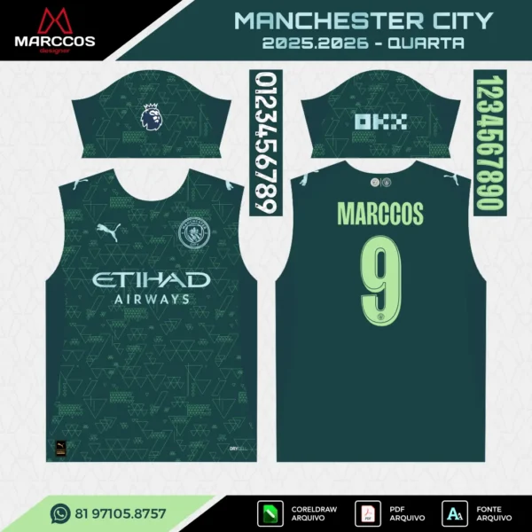 Arte Vetor Quarta Camisa Manchester City 2025.2026 Arte Vetor Quarta Camisa Manchester City 2025.2026