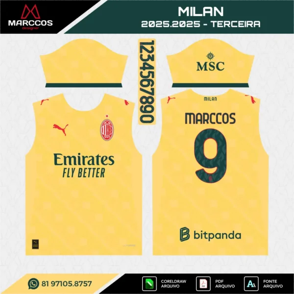 Arte Vetor Terceira Camisa Milan 2025.2026 Arte Vetor Terceira Camisa Milan 2025.2026