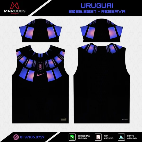 Arte Vetor Camisa Uruguai Reserva 2026.2027 Arte Vetor Camisa Uruguai Reserva 2026.2027