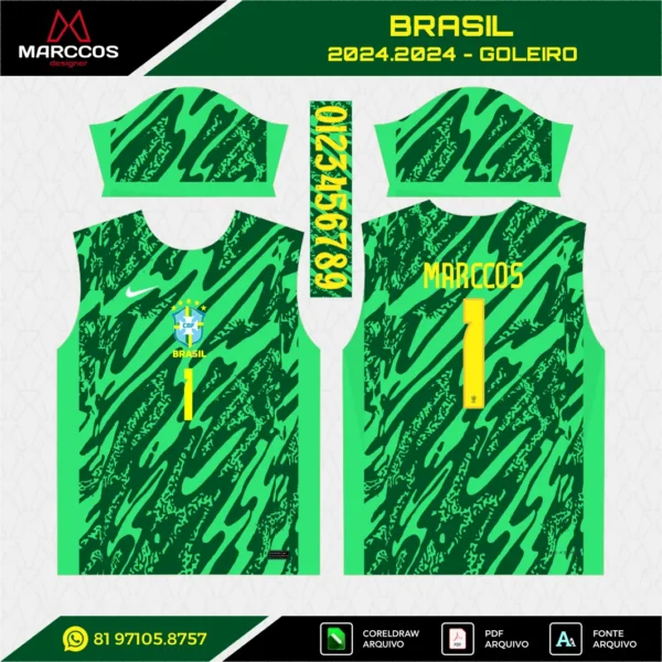 Arte Vetor Camisa Brasil Goleiro 2024.2025 Arte Vetor Camisa Brasil Goleiro 2024.2025