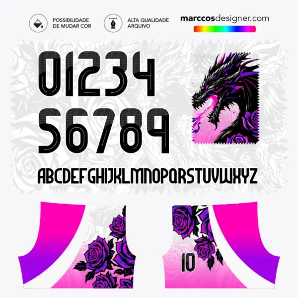 Arte Camisa Interclasse Dragão Florido - 0379 Arte Camisa Interclasse Dragão Florido - 0379