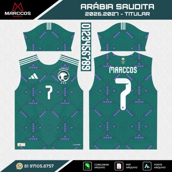 Arte Vetor Camisa Arábia Sadita Titular 2026.2027 Arte Vetor Camisa Arábia Sadita Titular 2026.2027