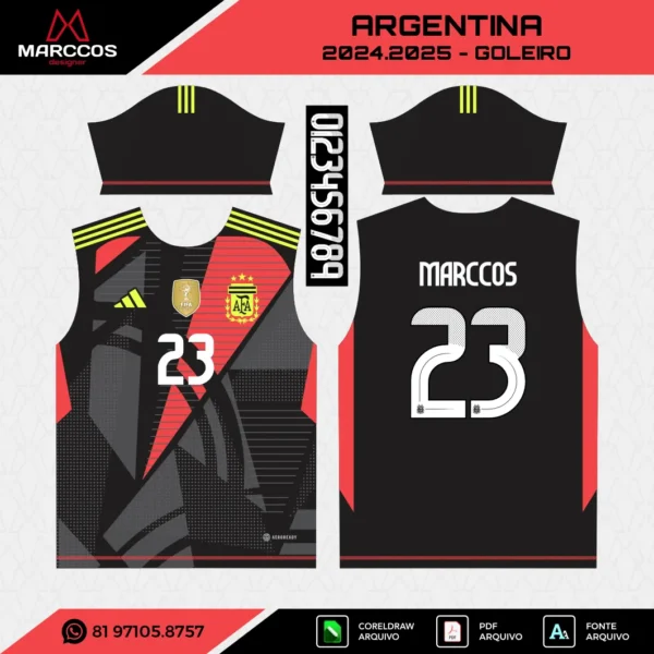 Arte Vetor Camisa Argentina Goleiro 2024.2025 Arte Vetor Camisa Argentina Goleiro 2024.2025
