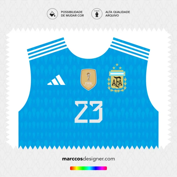 Arte Vetor Camisa Argentina Goleiro 2022.2023