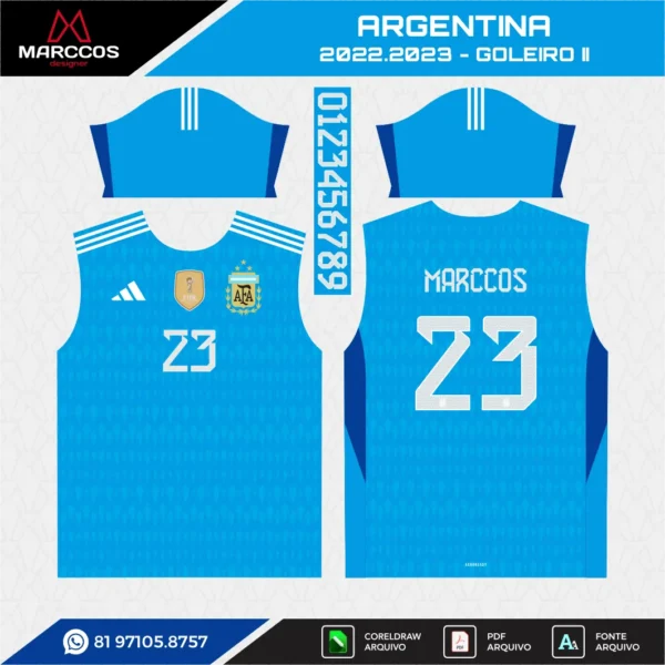 Arte Vetor Camisa Argentina Goleiro 2022.2023 Arte Vetor Camisa Argentina Goleiro 2022.2023