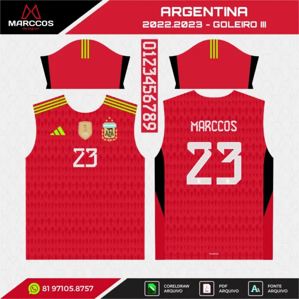 Arte Vetor Camisa Argentina Goleiro 2022.2023 Arte Vetor Camisa Argentina Goleiro 2022.2023