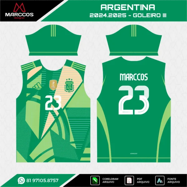 Arte Vetor Camisa Argentina Goleiro III 2024.2025 Arte Vetor Camisa Argentina Goleiro III 2024.2025