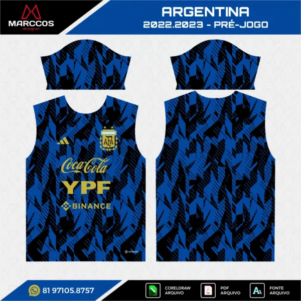 Arte Vetor Camisa Argentina Pré-Jogo 2022.2023 Arte Vetor Camisa Argentina Pré-Jogo 2022.2023