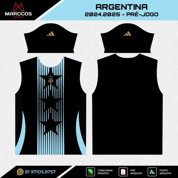 Arte Vetor Camisa Argentina Pré-Jogo 2024.2025 Arte Vetor Camisa Argentina Pré-Jogo 2024.2025