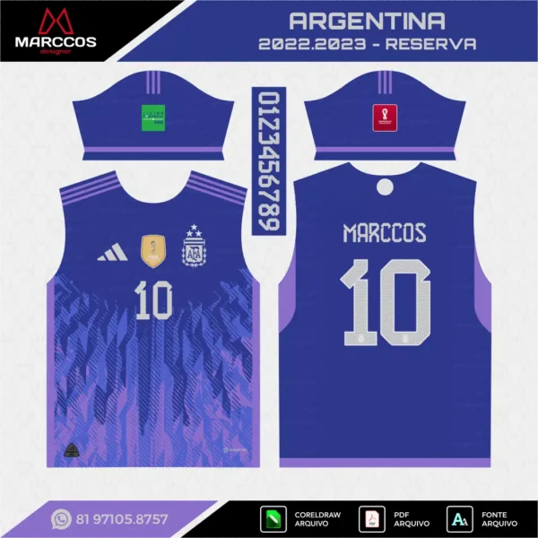 Arte Vetor Camisa Argentina Reserva 2022.2023 Arte Vetor Camisa Argentina Reserva 2022.2023