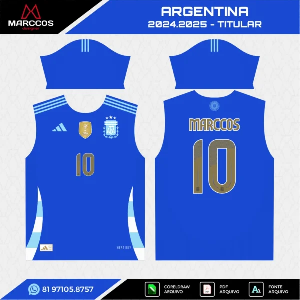 Arte Vetor Camisa Argentina Reserva 2024.2025 Arte Vetor Camisa Argentina Reserva 2024.2025