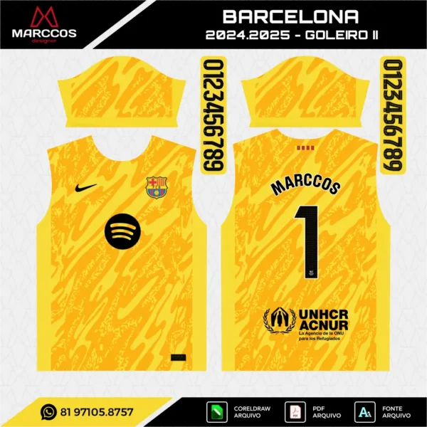 Arte Vetor Camisa Barcelona Goleiro 2024.2025 Arte Vetor Camisa Barcelona Goleiro 2024.2025