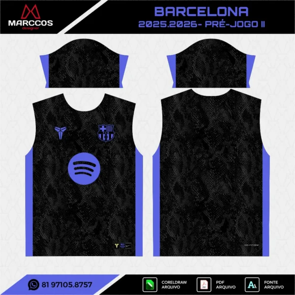 Arte Vetor Camisa Barcelona Pré-Jogo 2025.2026 Arte Vetor Camisa Barcelona Pré-Jogo 2025.2026