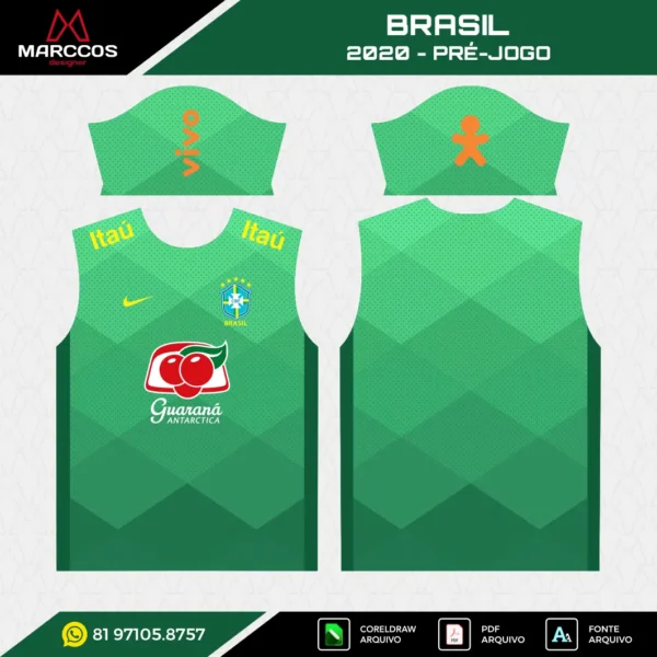 Arte Vetor Camisa Brasil Pré-Jogo 2020 Arte Vetor Camisa Brasil Pré-Jogo 2020