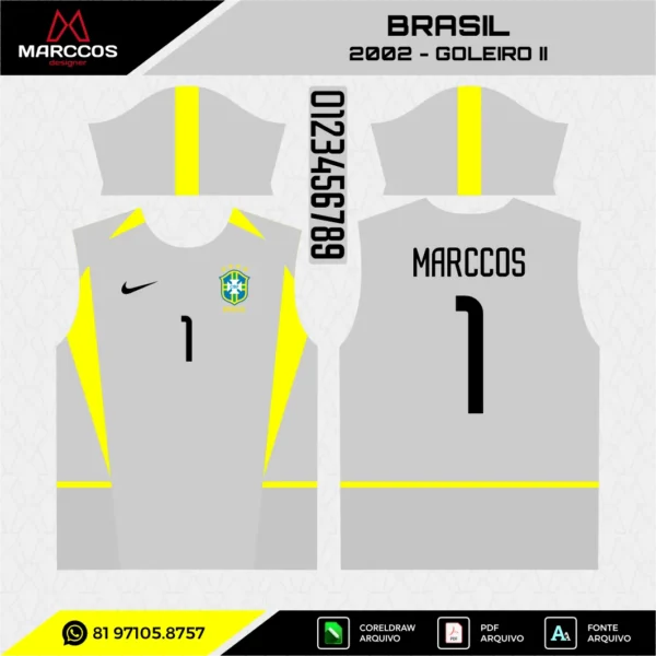 Arte Vetor Camisa Brasil Goleiro 2002 Arte Vetor Camisa Brasil Goleiro 2002