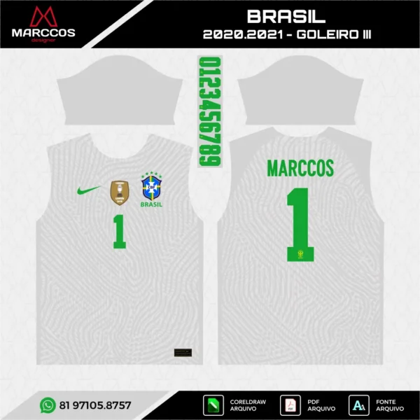 Arte Vetor Camisa Brasil Goleiro 2020.2021 Arte Vetor Camisa Brasil Goleiro 2020.2021