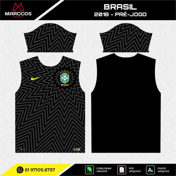 Arte Vetor Camisa Brasil Pré-Jogo 2018 Arte Vetor Camisa Brasil Pré-Jogo 2018
