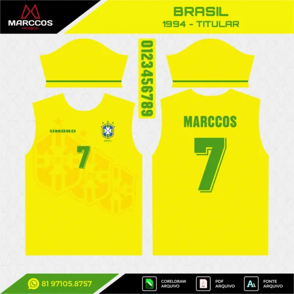 Arte Vetor Camisa Brasil Titular 1994 Arte Vetor Camisa Brasil Titular 1994