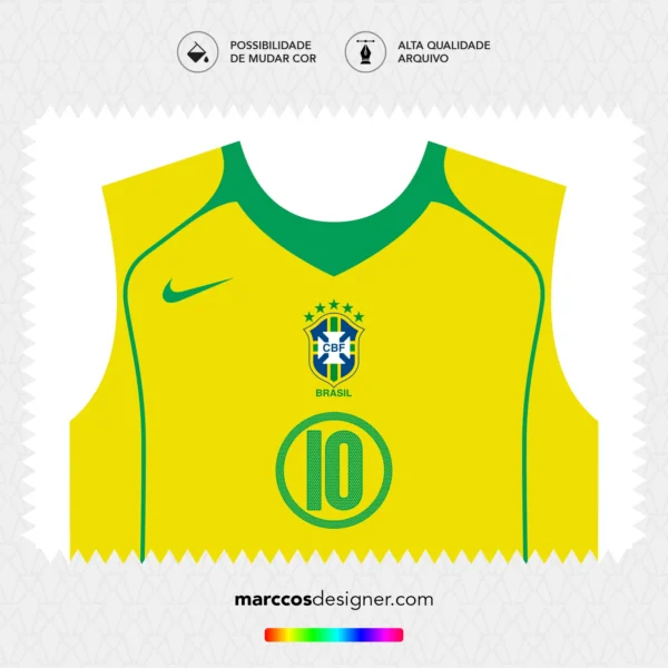 Arte Vetor Camisa Brasil Titular 2004.2005