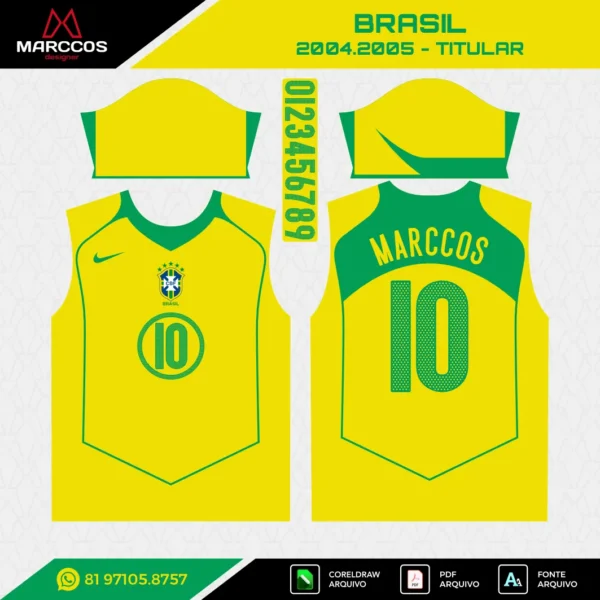 Arte Vetor Camisa Brasil Titular 2004.2005 Arte Vetor Camisa Brasil Titular 2004.2005