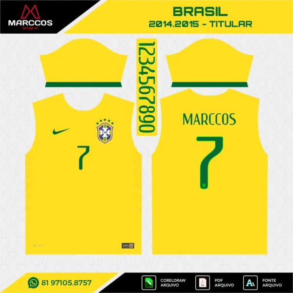 Arte Vetor Camisa Brasil Titular 2014.2015