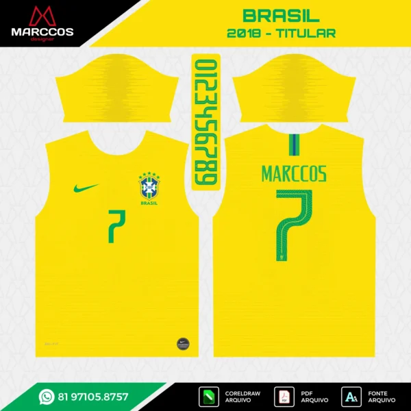 Arte Vetor Camisa Brasil Titular 2018