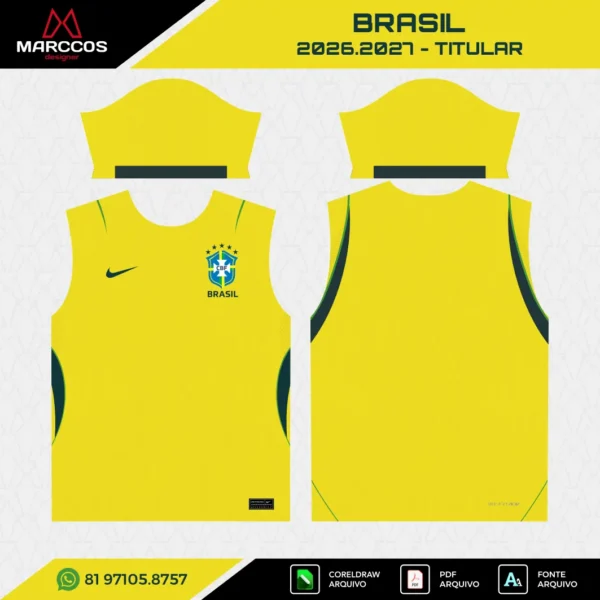 Arte Vetor Camisa Brasil Titular 2025.2026 Arte Vetor Camisa Brasil Titular 2025.2026