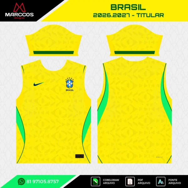 Arte Vetor Camisa Brasil Titular 2025.2026 Arte Vetor Camisa Brasil Titular 2025.2026