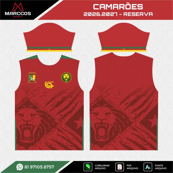 Arte Vetor Camisa Camarões Reserva 2026.2027 Arte Vetor Camisa Camarões Reserva 2026.2027