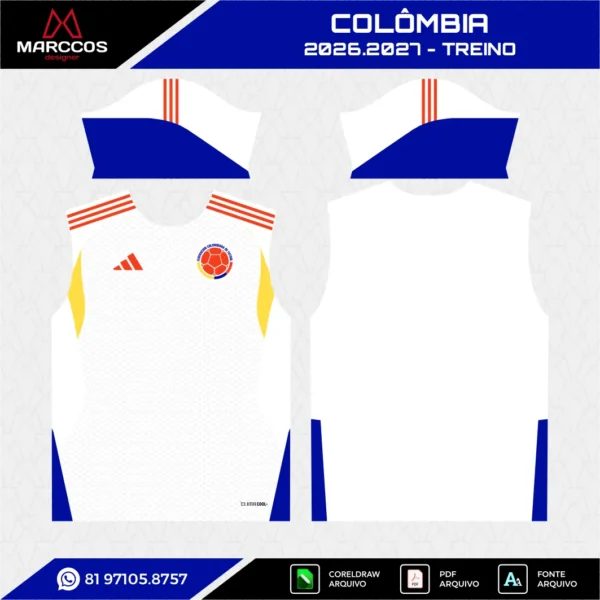 Arte Vetor Camisa Colômbia Treino 2026.2027 Arte Vetor Camisa Colômbia Treino 2026.2027