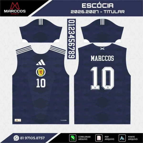 Arte Vetor Camisa Escócia Titular 2026.2027 Arte Vetor Camisa Escócia Titular 2026.2027