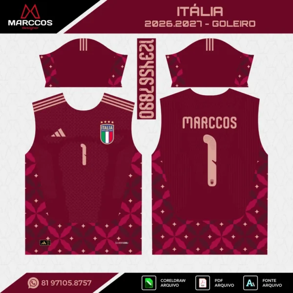 Arte Vetor Camisa Itália Goleiro 2026.2027 Arte Vetor Camisa Itália Goleiro 2026.2027