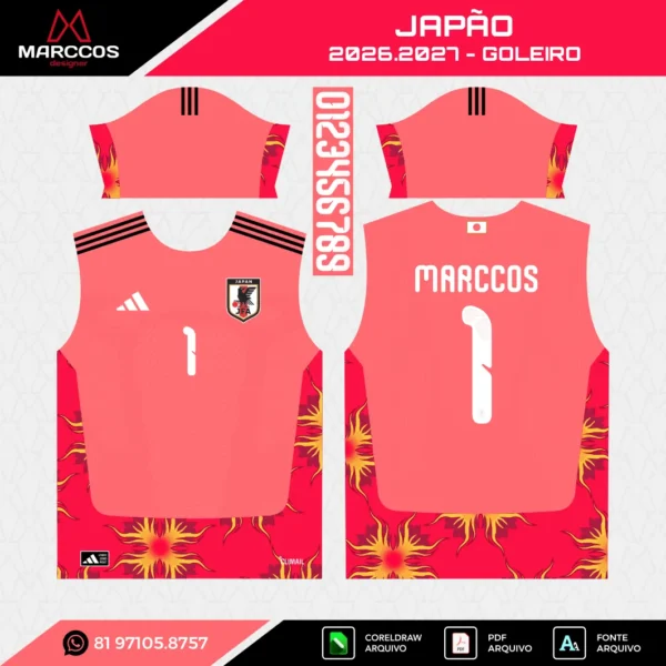 Arte Vetor Camisa Japão Goleiro 2026.2027 Arte Vetor Camisa Japão Goleiro 2026.2027