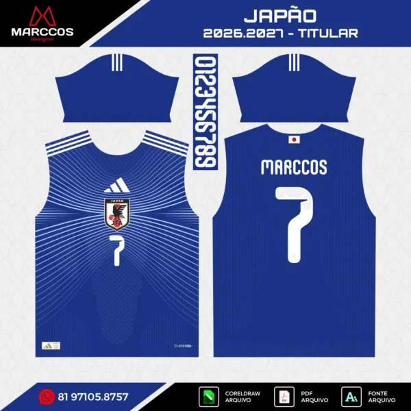 Arte Vetor Camisa Japão Titular 2026.2027 Arte Vetor Camisa Japão Titular 2026.2027