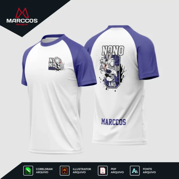 Arte Vetor Camisa Nono Ano Pernalonga - MD075 Arte Vetor Camisa Nono Ano Pernalonga - MD075