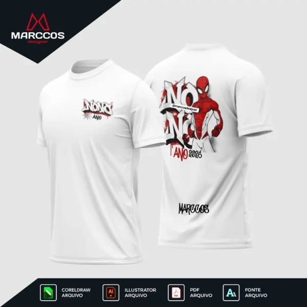 Arte Vetor Camisa Nono Ano Homem Aranha - MD080 Arte Vetor Camisa Nono Ano Homem Aranha - MD080