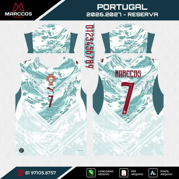 Portugal Reserrva 2026.2027 Arte Vetor Camisa Portugal Reserva 2026.2027