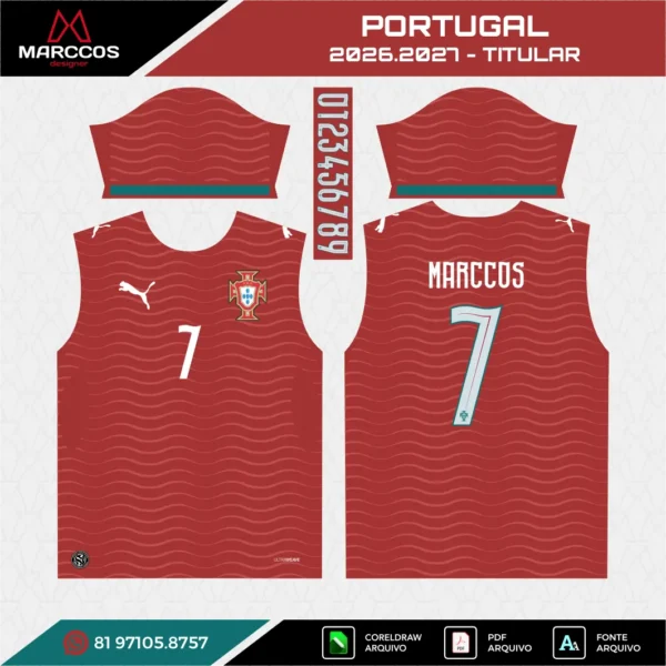 Arte Vetor Camisa Portugal Titular 2026.2027 Arte Vetor Camisa Portugal Titular 2026.2027