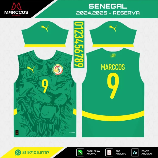 Arte Vetor Camisa Senegal Reserva 2024.2025 Arte Vetor Camisa Senegal Reserva 2024.2025