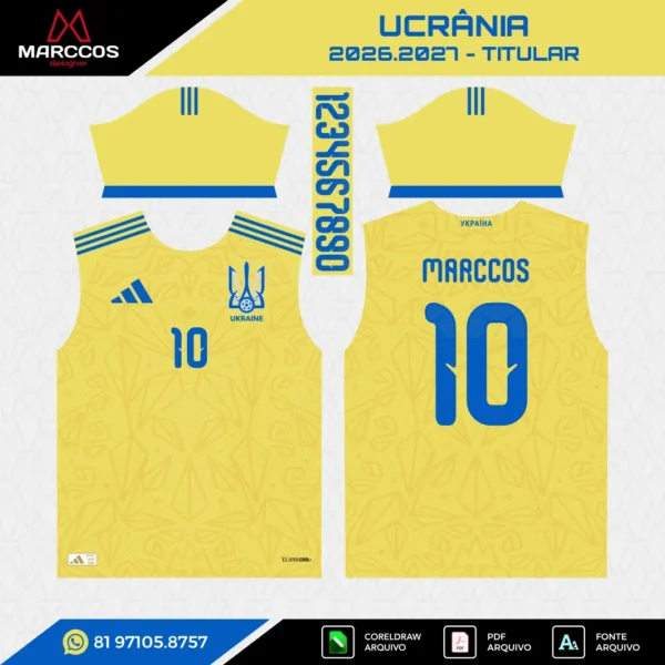 Arte Vetor Camisa Ucrânia Titular 2026.2027 Arte Vetor Camisa Ucrânia Titular 2026.2027