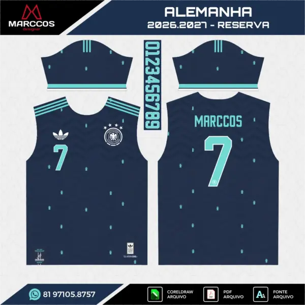 Arte Vetor Camisa Alemanha Reserva 2026.2027 Arte Vetor Camisa Alemanha Reserva 2026.2027